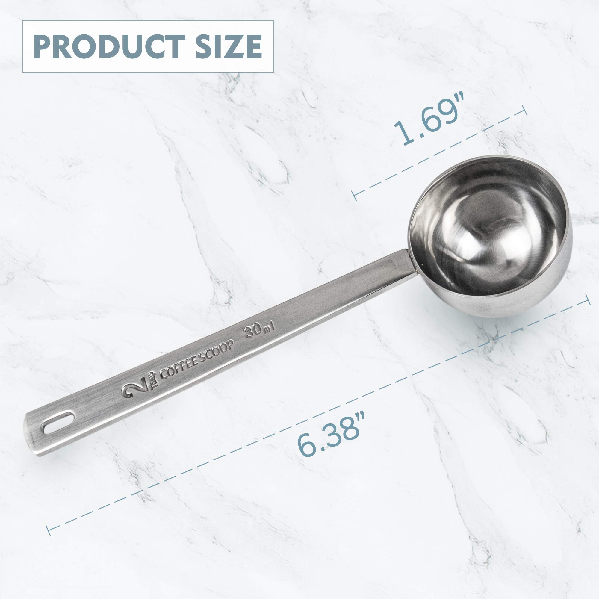 Framendino, 2 Pack Coffee Scoops Stainless Steel Measuring Spoon 2 Tablespoon With Long Handle For Tea Sugar Powder